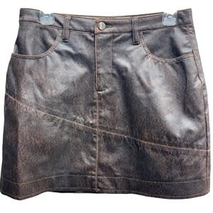 No Boundaries Faux Leather Mini Skirt Juniors 7 Distressed Moto Grunge Indie